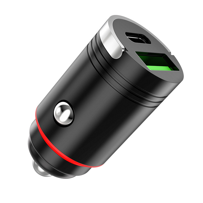 New zinc alloy pull ring super fast charging mini pull ring USB + TYPE-C100W multi-function car charger