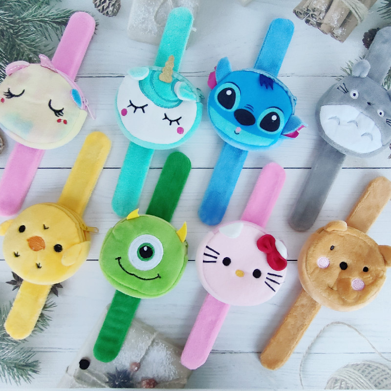 Children's plush cartoon snap ring cute coin purse couple bracelet female stitch racket ring Japanese and Korean creative gift