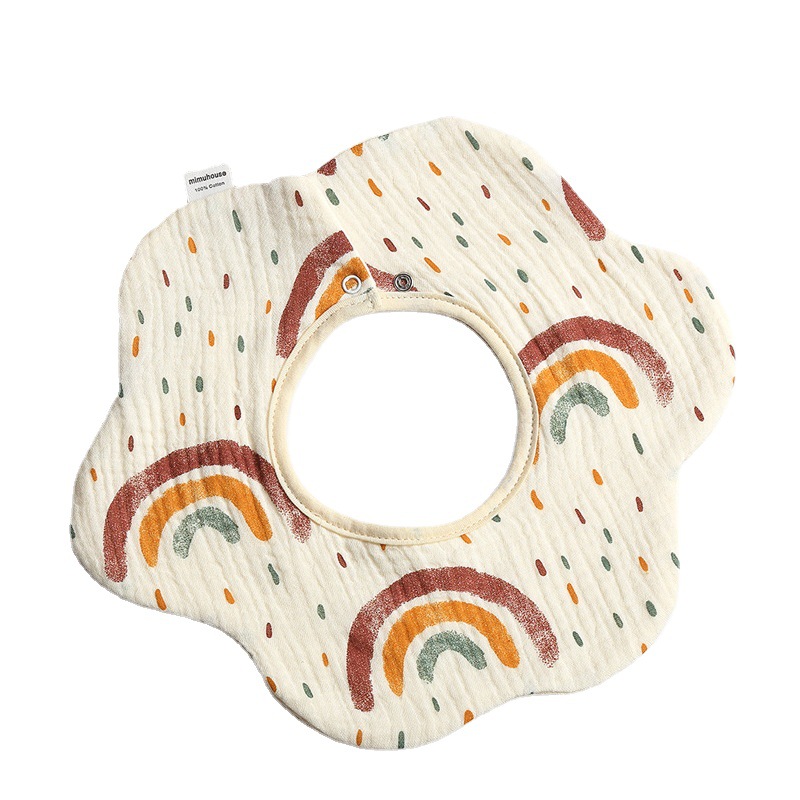 Four seasons cotton 6-layer gauze bib baby saliva towel 360 degree rotatable anti-spitting bib baby saliva pocket