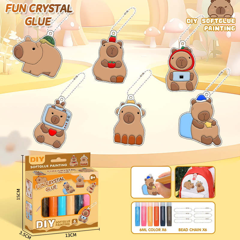 DIY children's crystal plastic painting suit graffiti free plastic painting window pendant keychain sun catcher toy