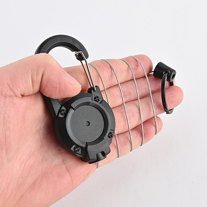 Thick wire rope 1MM retractable keychain easy pull-up buckle anti-loss high rebound easy pull-up key chain keychain