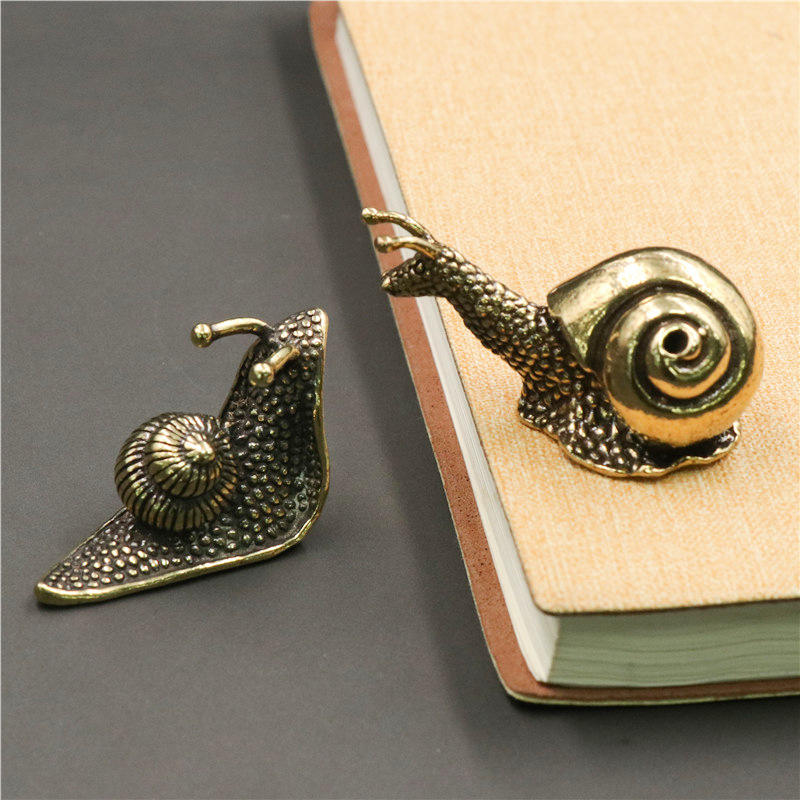 Pure Copper Solid Snail Small Ornaments Tea Ceremony Tea Pet Creative Snail Pen Holder Crafts Antique Handle Wholesale