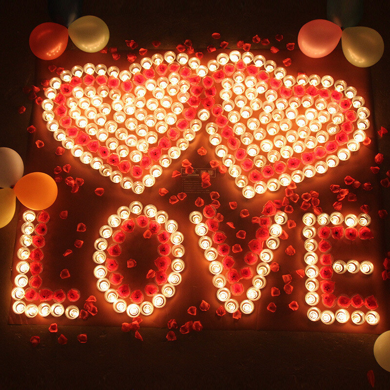Heart-shaped candles wholesale Valentine's Day proposal romantic confession smokeless display small candle hotel 50 heart-shaped candles