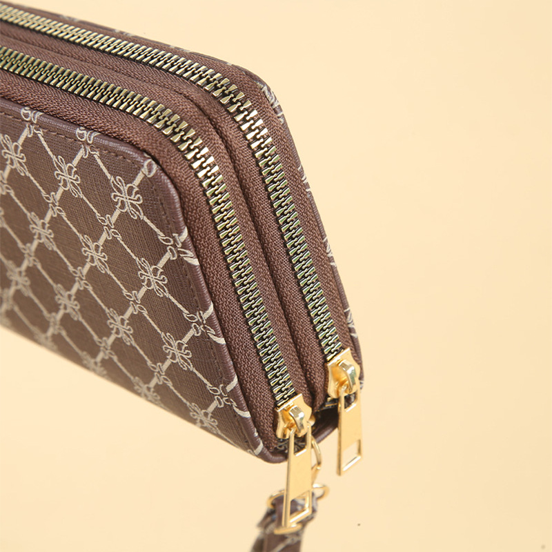 Fashionable Large Capacity Women's Double Zipper Clutch Bag Multi-functional Double-layer Pretty Women's Wallet Mobile Phone Bag