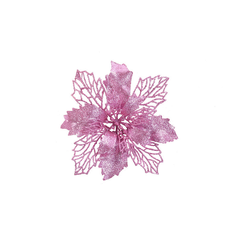 Christmas Gold pink flower hollow gold pink Christmas flower large artificial flower Christmas tree decoration supplies cross-border exclusive_voghion.com