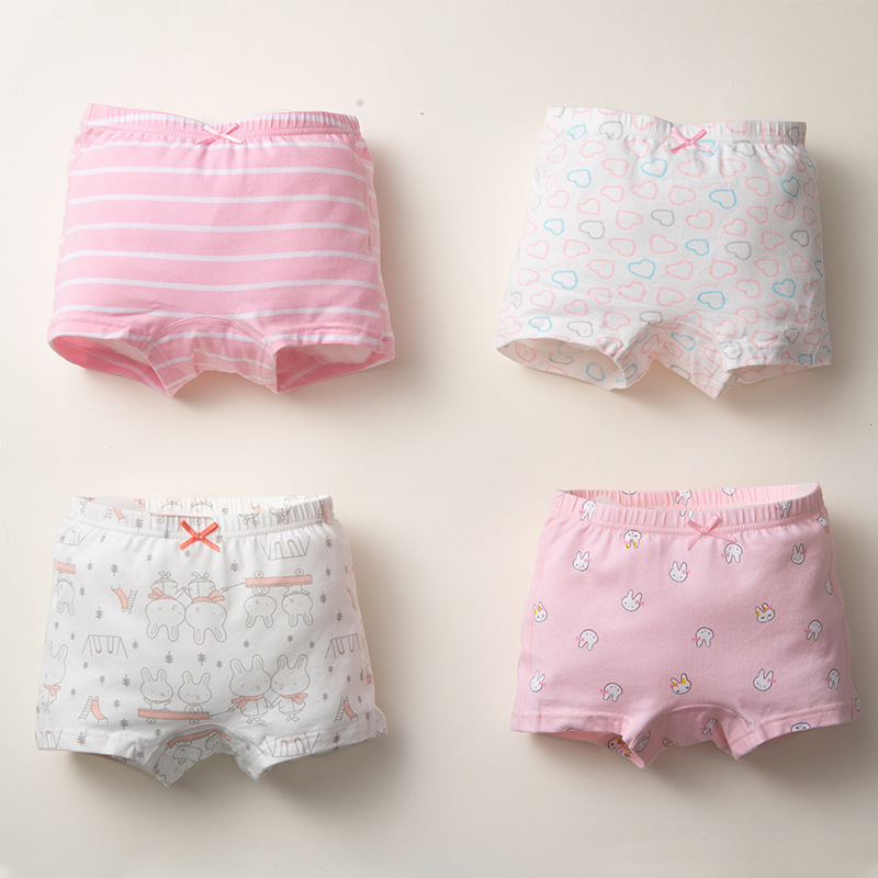 Girls' Four-color Boxer Audel Cotton Underwear Baby Boxer Underwear Small and Medium-sized Girls' Underwear