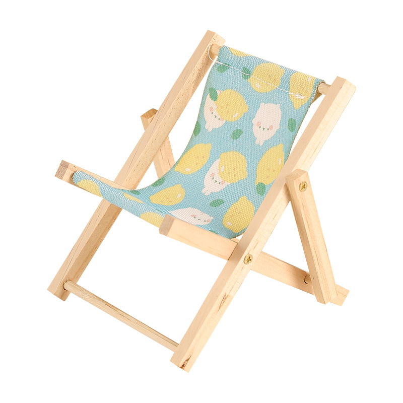Creative small chair desktop wooden decoration mobile phone bracket pastoral style foldable display stand beach chair decoration