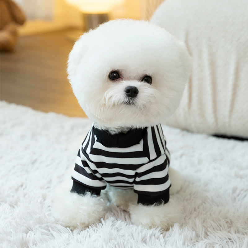 New cross-border pet clothes simple striped dog traction sweatshirt spring and summer pet clothing cat and puppy clothes