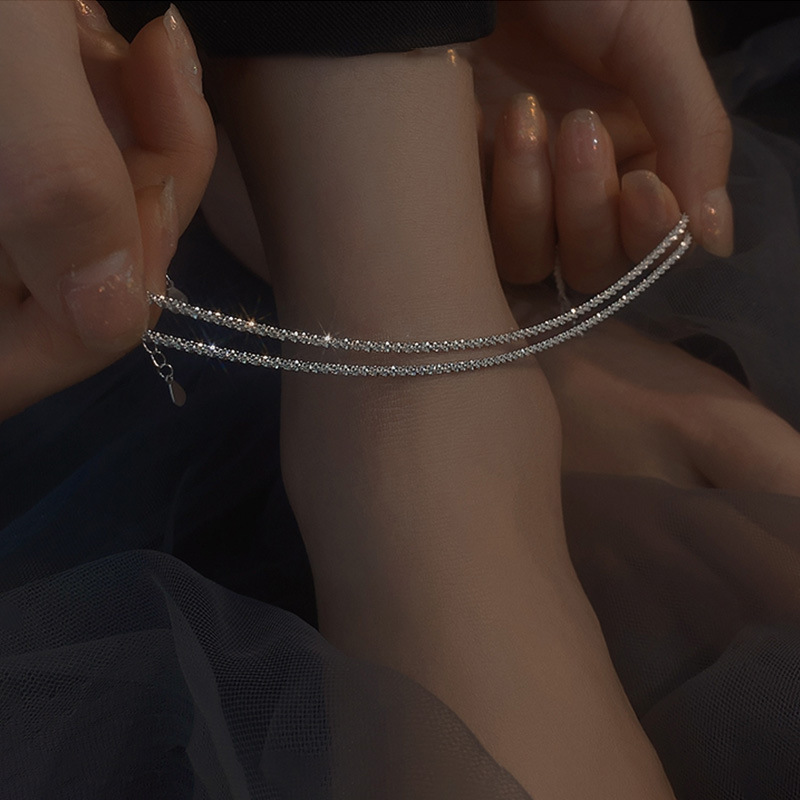 Cross-border sparkling glitter starlet anklet female summer fashion high-end sense cold wind niche design sense foot ornaments