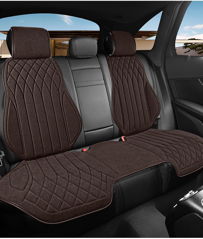 Cojín de asiento de automóvil de una pieza, alfombrilla para asiento individual, cojín universal para asiento trasero de automóvil Four Seasons, alfombrilla para automóvil con patrón de diamantes y ventilación_voghion.com