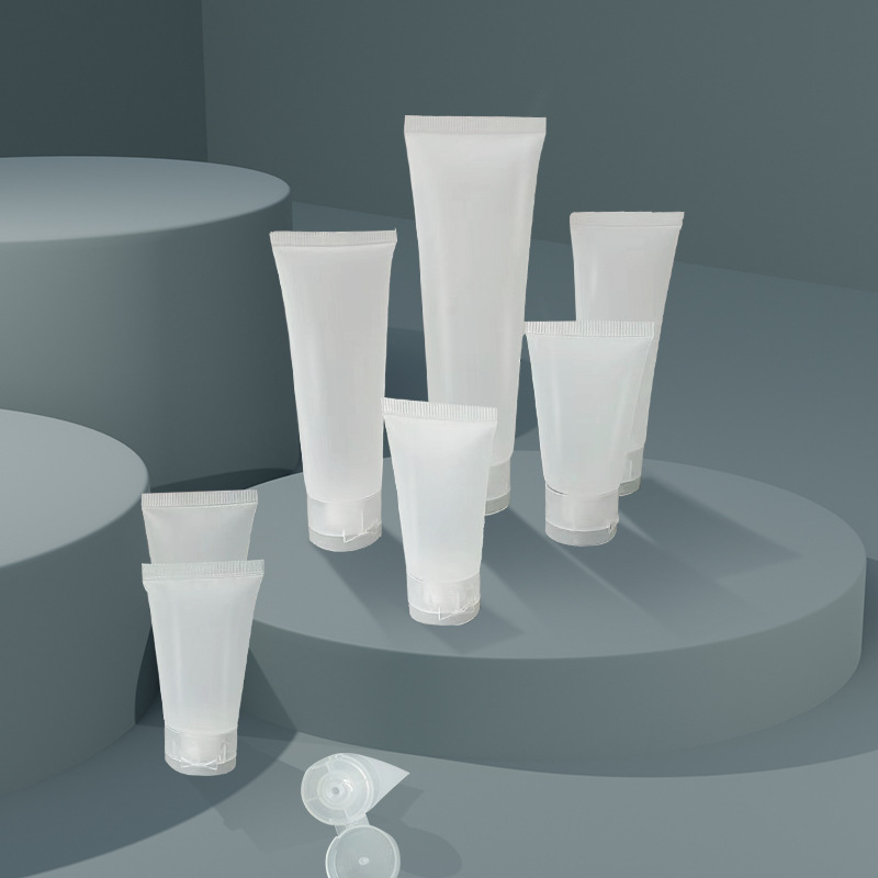 Cosmetic hose sub-packaging facial cleanser lotion flip frosted transparent extrusion offset printing cosmetic bottle packaging packaging material