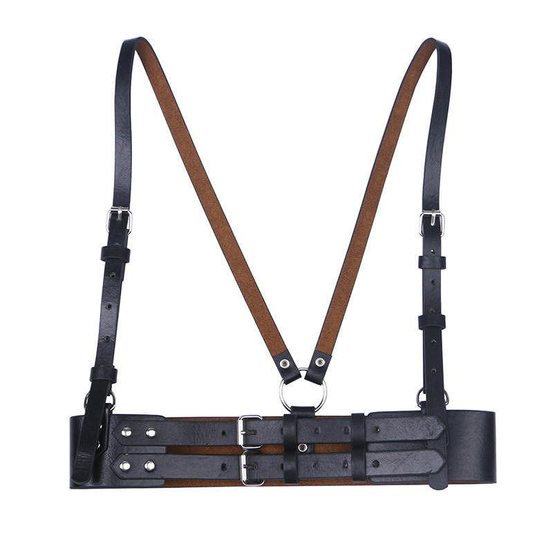 Punk Style Double Shoulder Strap Leather Vest Waist Seal Outer Wear Strap PU Belt Women's Matching Suit Coat dress