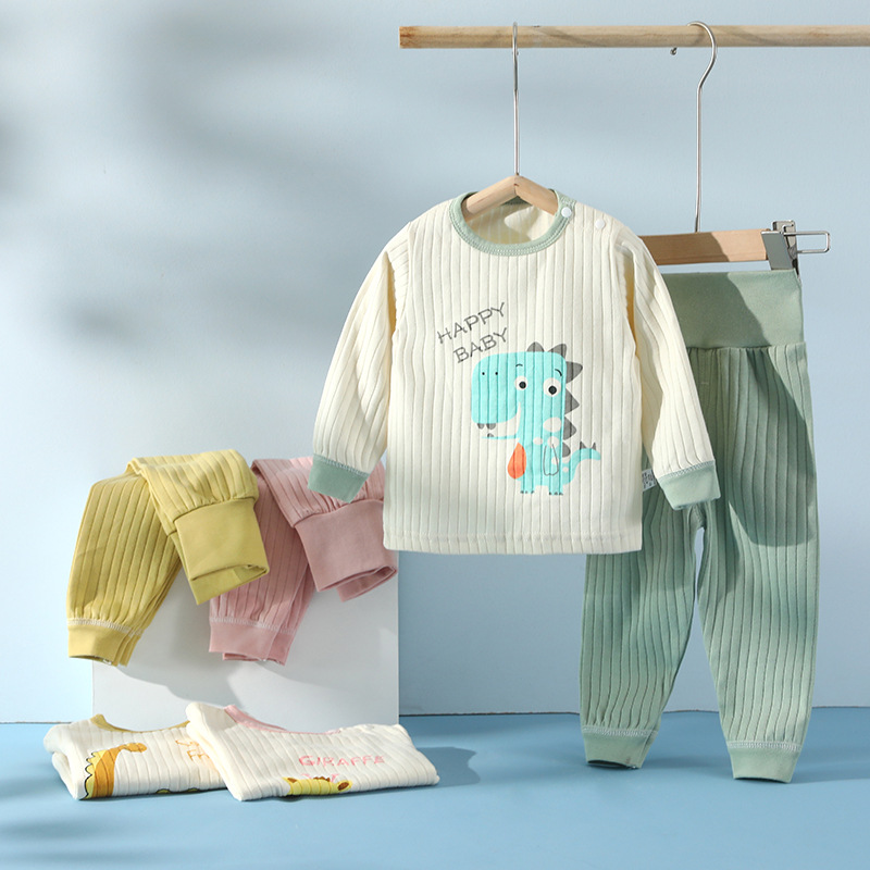 Baby's Autumn Clothes Set Cotton Baby's High Waist Belly Protection Pajamas for Boys and Girls Home Clothes Spring and Autumn Children's Underwear