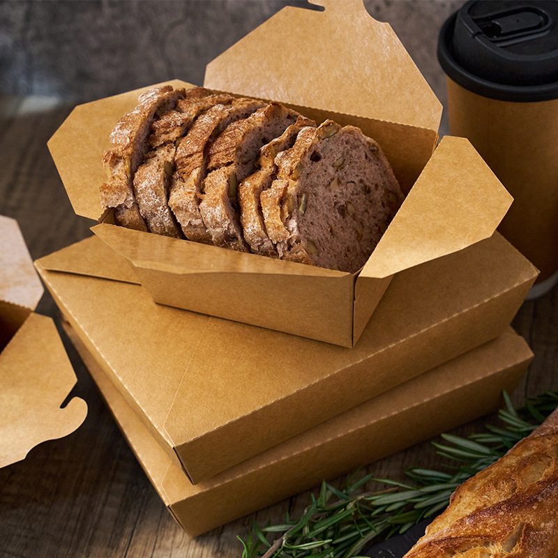 Disposable Kraft paper lunch box paper fried chicken box light food salad lunch box thickened rectangular takeaway packing box