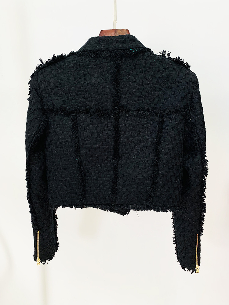 In stock 2024 autunno e inverno Nuova giacca da abito con frange in tweed corto temperamento moda europea e americana_voghion.com