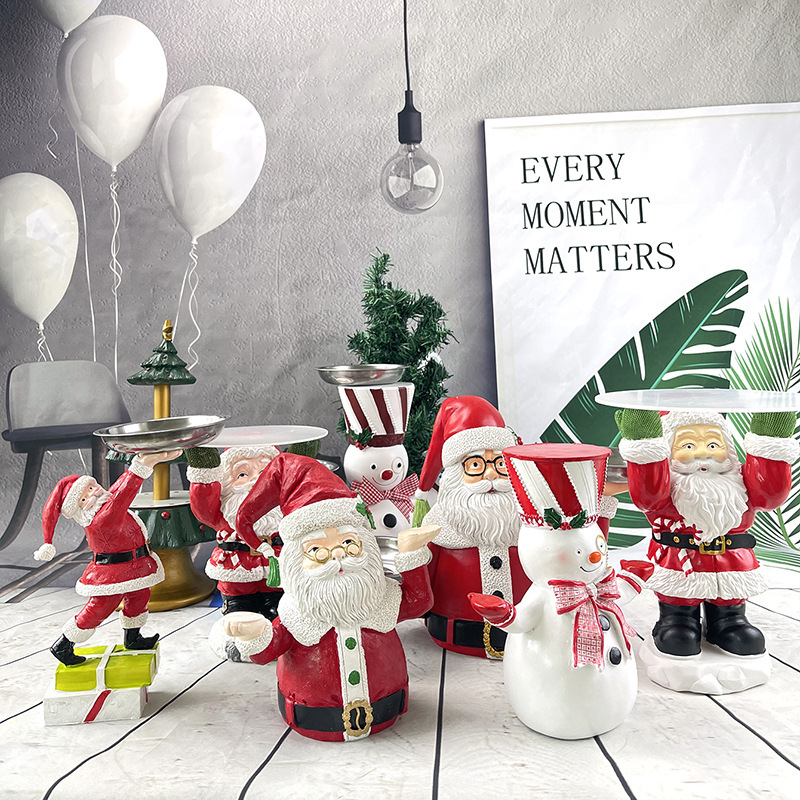 越境新品クリスマス雪だるま果物皿棚サンタクローストレークリスマス三段おやつ棚プレゼント|undefined