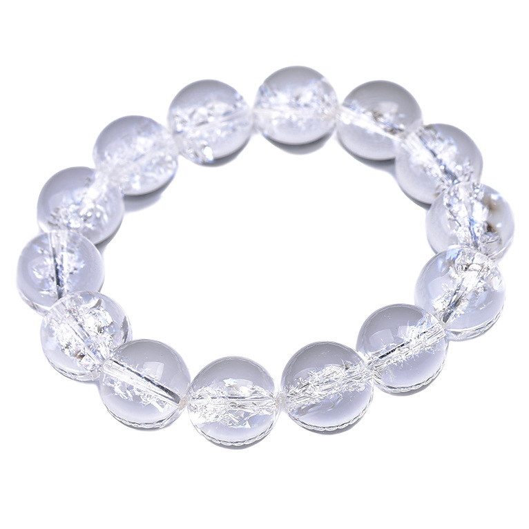 Natural Himalayan White Crystal Bracelet Rainbow Popcorn Crystal Round Bead Bracelet Fashion Jewelry Factory Wholesale