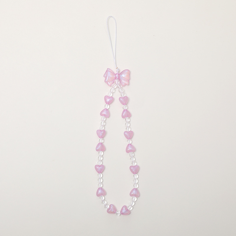 New mermaid princess bow love beaded mobile phone chain phone case pendant short small fresh wrist strap