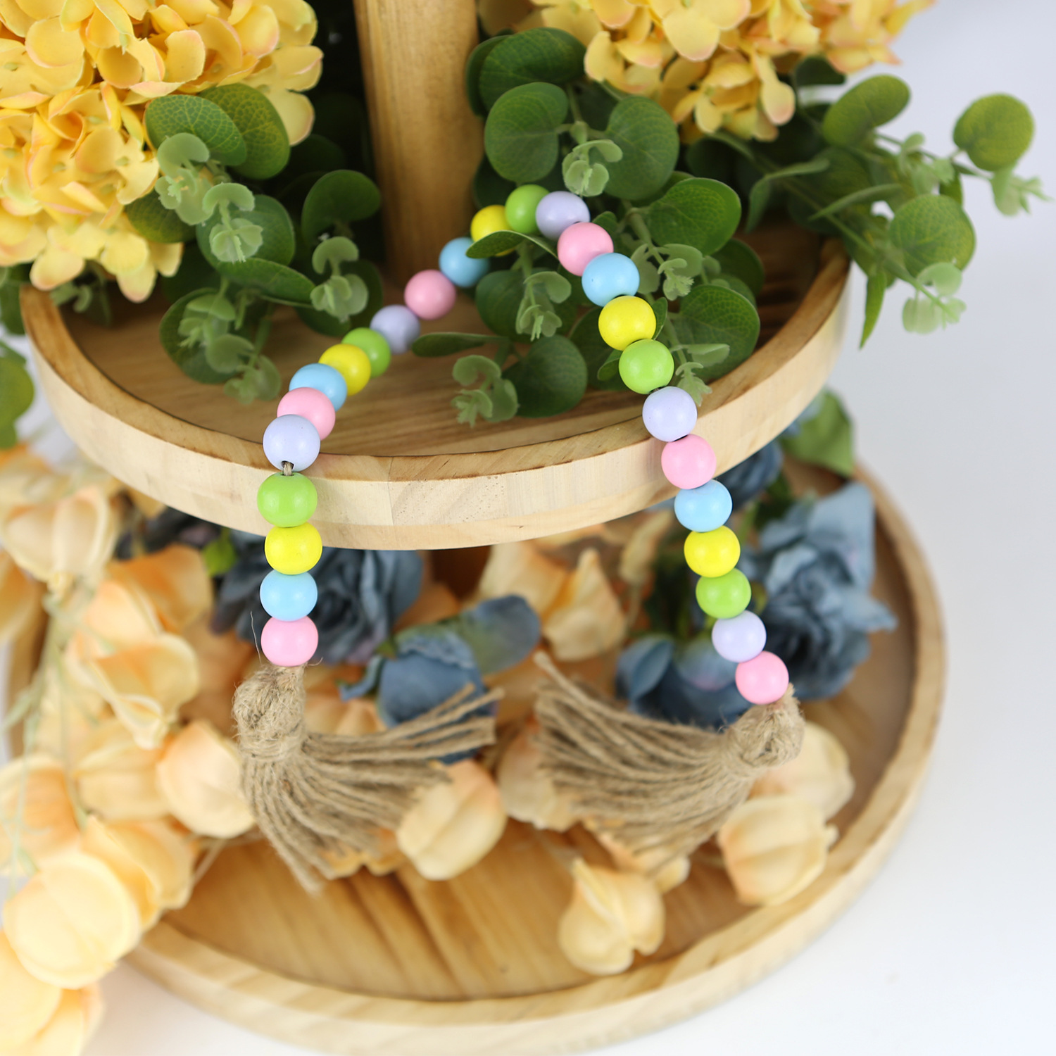 American Independence Day Wooden Beads Double Tassel European and American Popular Home Decoration Pastoral Style New Beads Source Factory