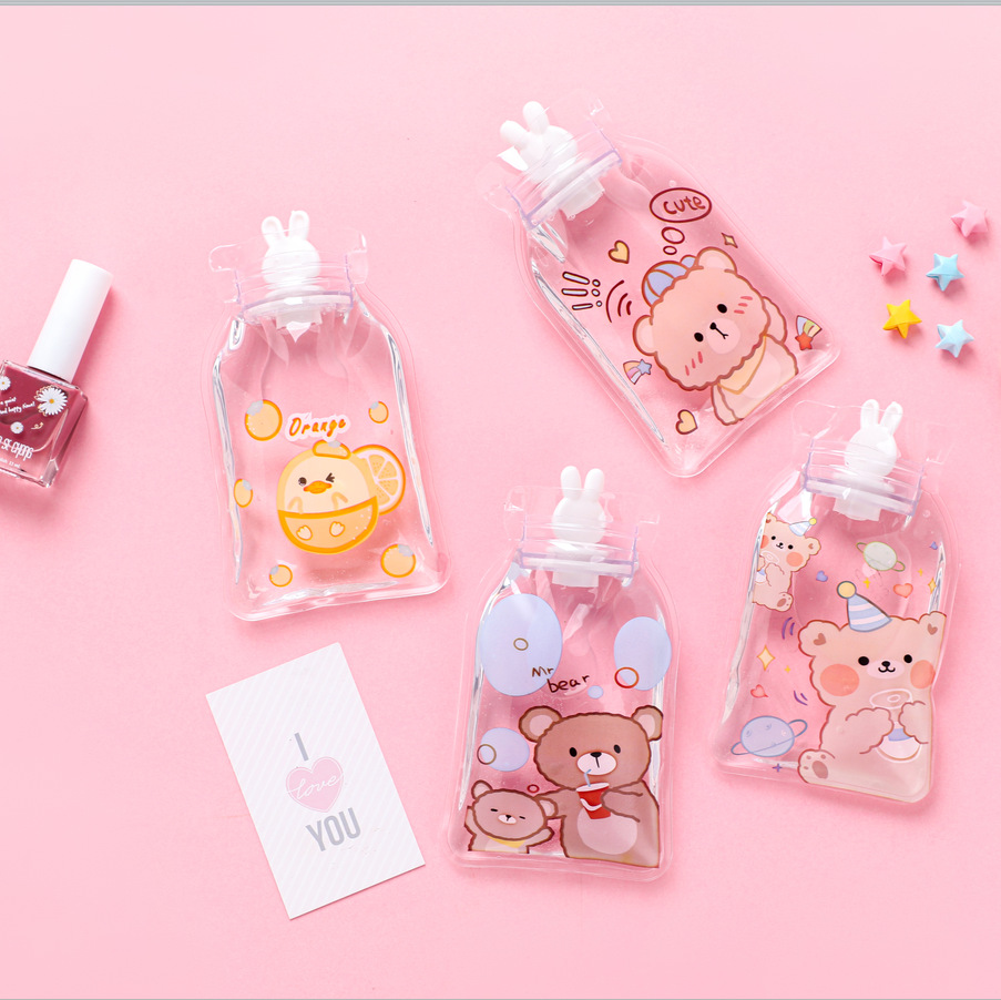 Hongniu in stock supply mini hot water bag transparent hot water bag cartoon water bag student water bag hand warmer