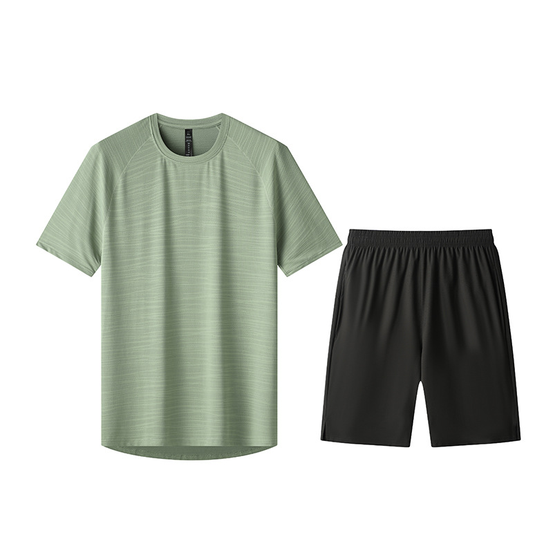 Thin sports fitness suit sweat-absorbent quick-drying T-shirt printed top summer round neck short sleeve running men's wholesale