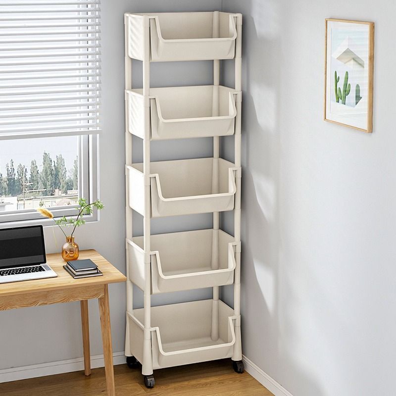 Bookshelf floor storage rack under table book storage with wheels movable trolley table desktop storage simple bookcase