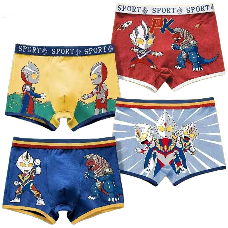 Boys' cotton underwear cartoon boxer shorts children's breathable children's underwear four pack