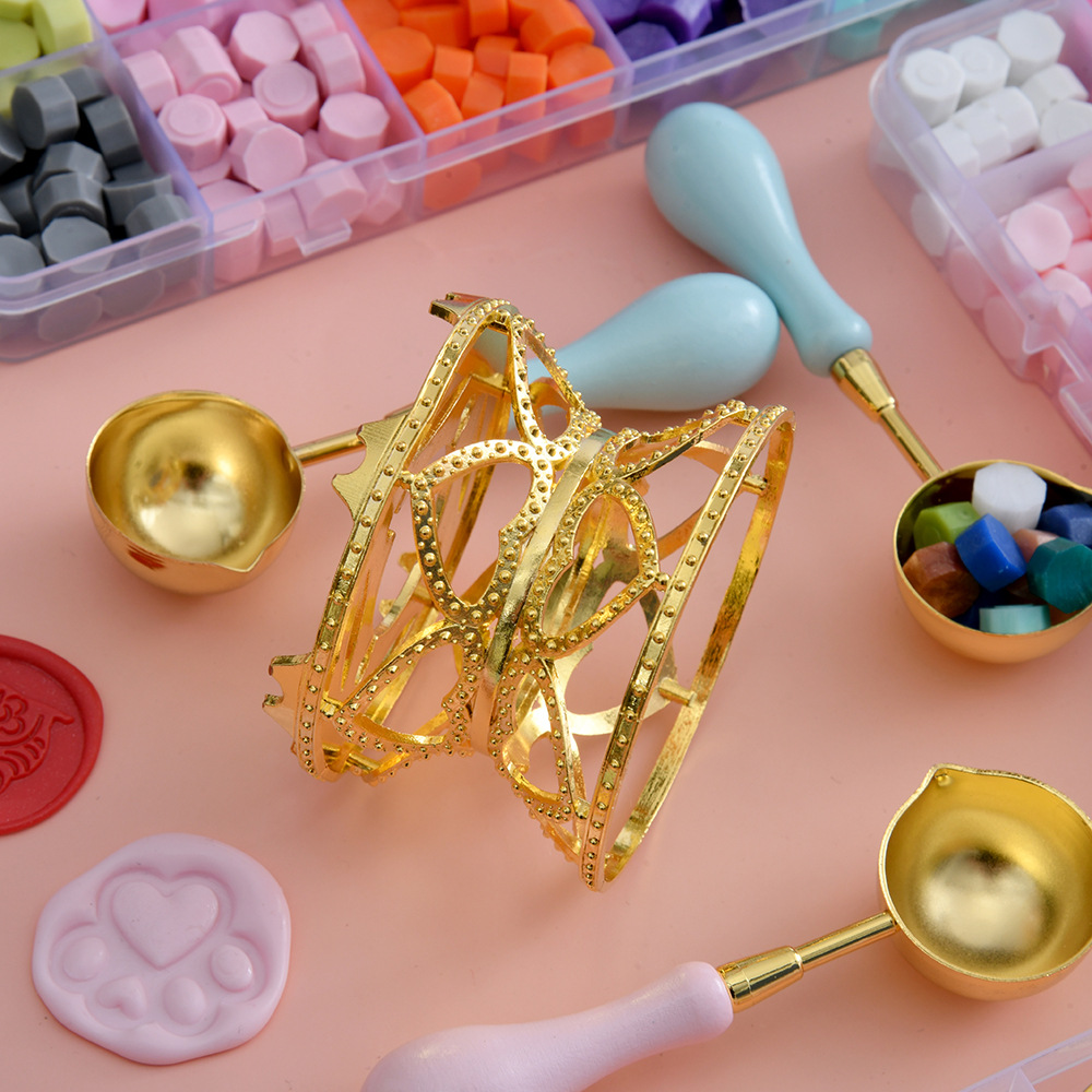 Fire Paint Seal Full Set Wholesale Retro Solid Wood Macaron Color Fire Paint Set Spoon Accessories Tools Fire Paint Furnace