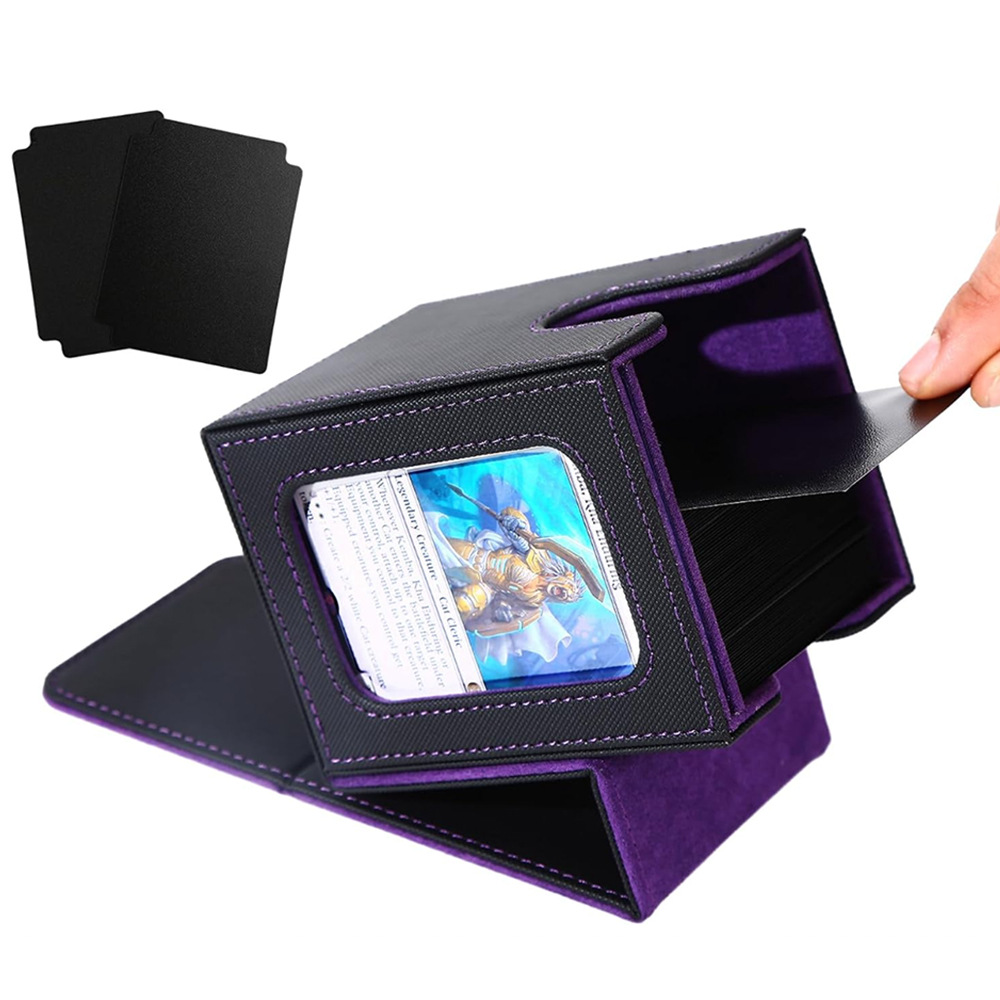 Open Window Patent Design PU Leather 100 Game Card Box Big Player MtgTcg Storage Box