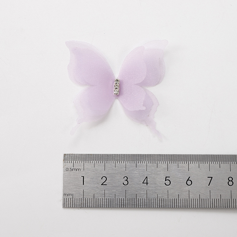 Summer new three-layer with diamond three-dimensional gauze butterfly colorful artificial fabric diy hair accessories clothing accessories
