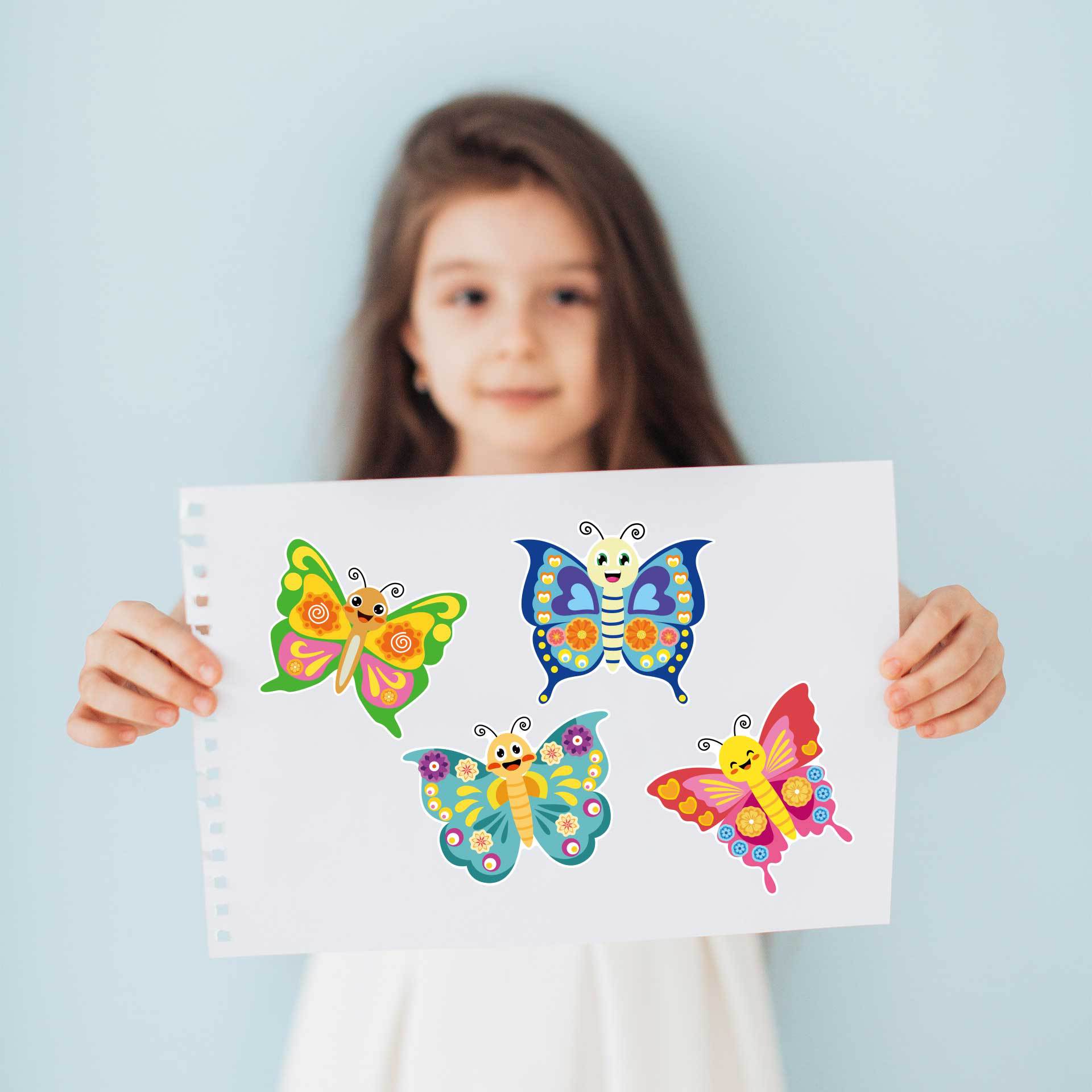 CM2303002 Colorful Butterfly Children's Animation Cartoon Parent-Child Interactive Puzzle Hand Account DIY Face Sticker
