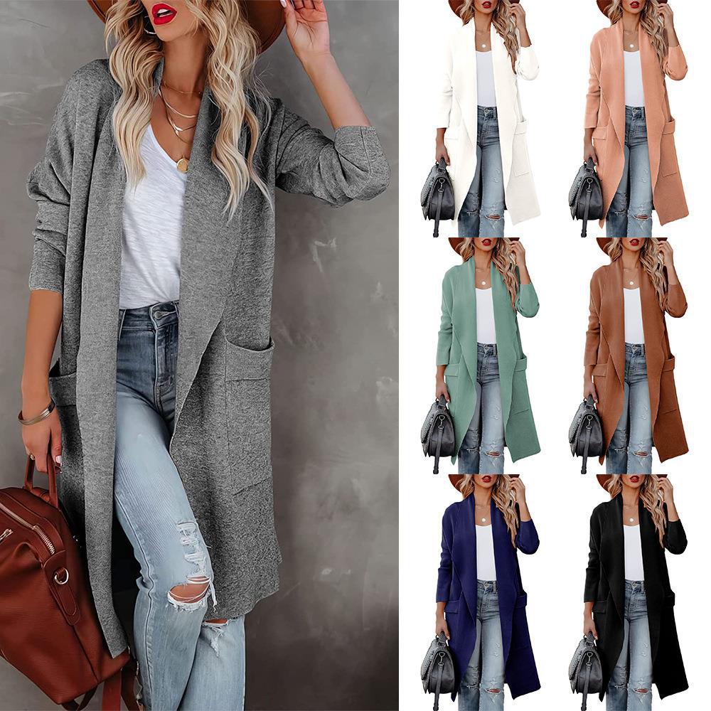2022 autumn and winter Europe and the United States cross-border women's clothing Amazon casual long solid color warm coat coat