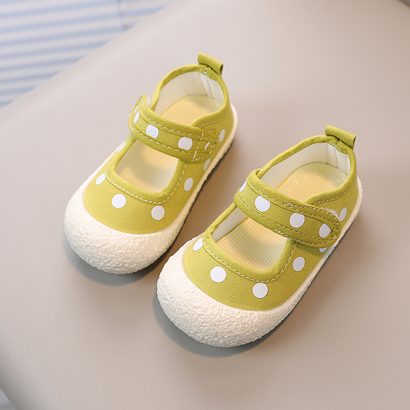 Children's Shoes 2023 Spring and Summer New Children's Canvas Shoes Boys and Girls Wave Dot Baby Soft Bottom Velcro Casual Shoes Trendy