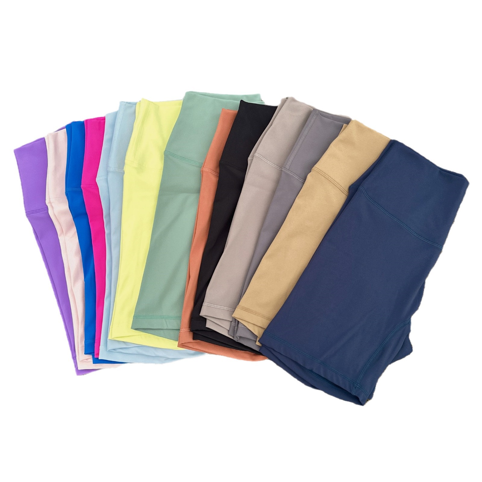 Lulu Solid Color Women's High-Waist Double-Sided Scrub Yoga Fitness Shorts High-Elastic Tight-Fit Belly-Tight Built-in Pocket