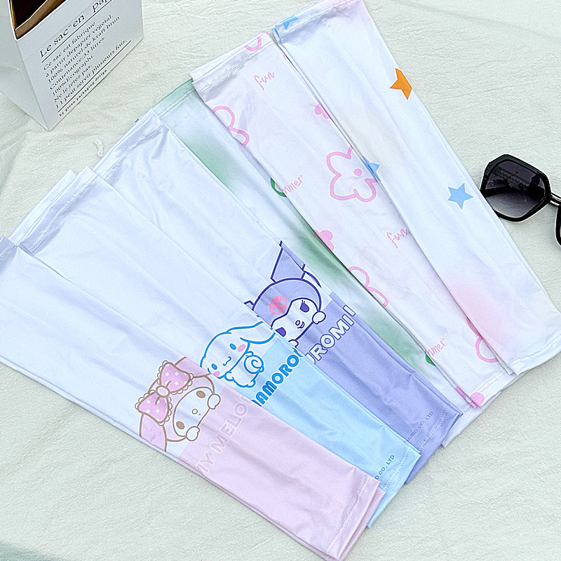 Summer sun protection Ice Silk oversleeve for female students Cute Korean style breathable arm protection ice sleeve outdoor cycling UV protection oversleeve