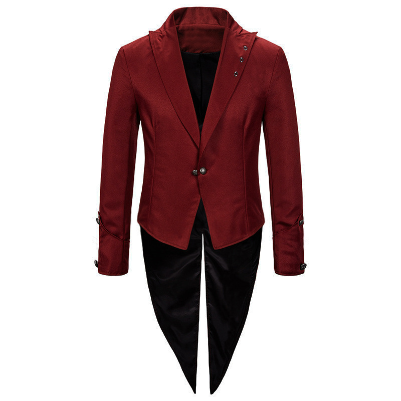 European and American Fashion Spring and Autumn Men's Performance Clothing Tuxedo Evening Dress Slim-fit Solid Color Lasel Single-breasted Suit