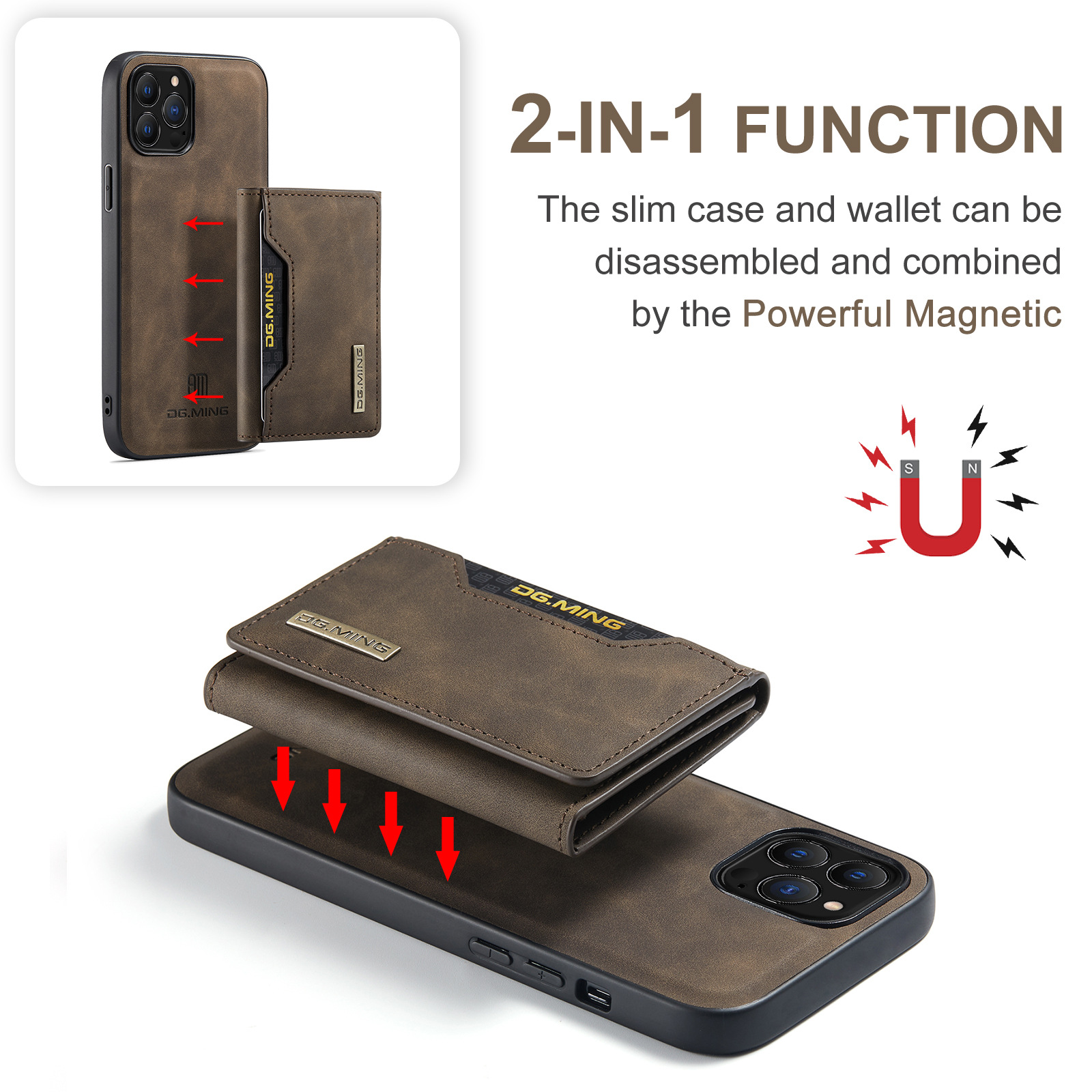 M2適用iPhone13 Pro Max磁吸卡包卡套iPhone13二合一錢包保護皮套