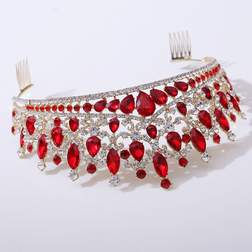H1345 New European and American Baroque Fashion Big Crown Headdress Bride's Birthday Hair Comb with Rhinestones Wedding Accessories