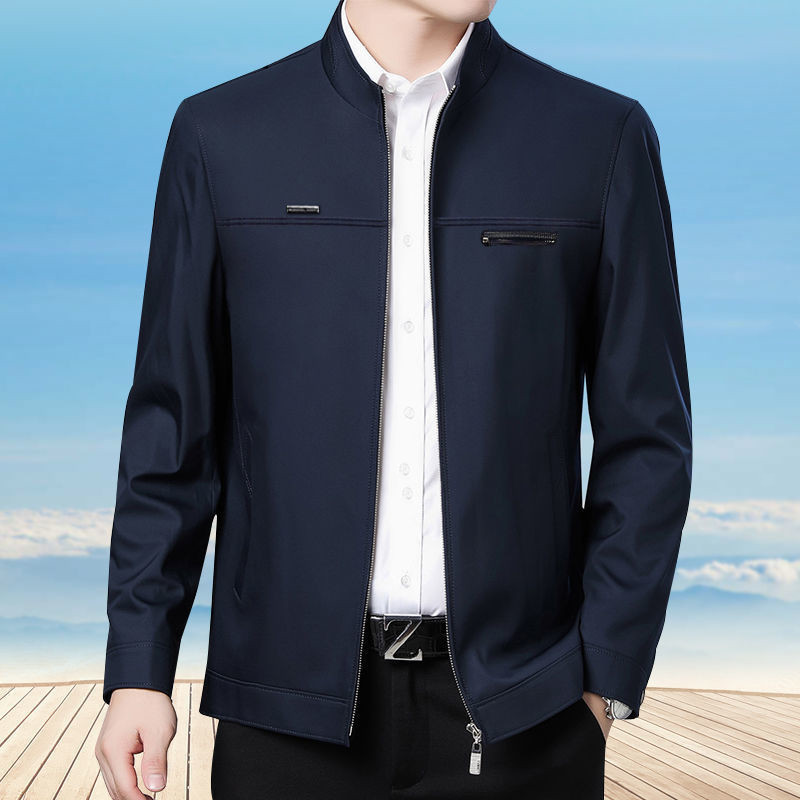 New Men's Spring and Autumn Men's Jacket Coat Men's Middle-aged and Elderly Jacket Business Casual Top Clothes Dad Clothes