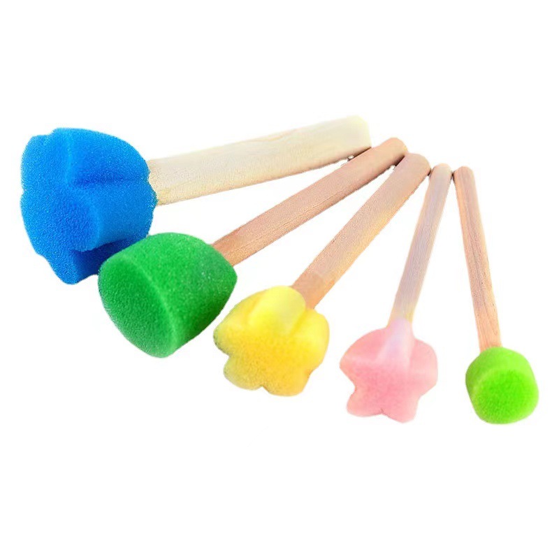 Children's diy mushroom head brush 5 color flower sponge seal graffiti early education art tools sponge brush