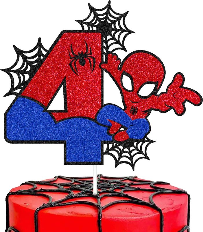 スパイダーマン誕生日番号ケーキトッパー赤ちゃん最初の誕生日パーティーフラグケーキインサート行オフィス文化/化粧品/衣類小道具|undefined