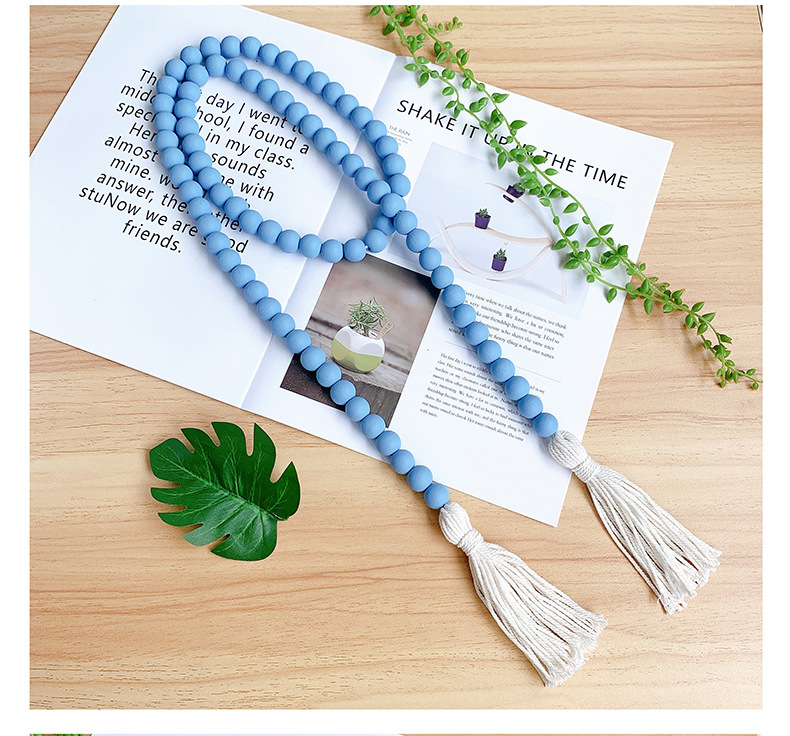ins Decorative Nordic Wooden Beads Creative Cotton Rope Beaded Tassel Children's Home Decorative Hanging Craft Pendant