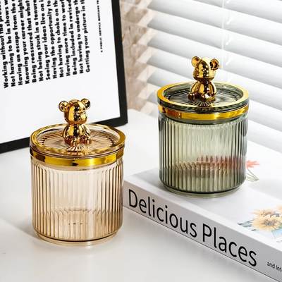 Light Luxury Multifunctional Cotton Swab Cosmetic Cosmetic Cotton Box Storage Box Household Sealed Jar Storage Tube Floss Box