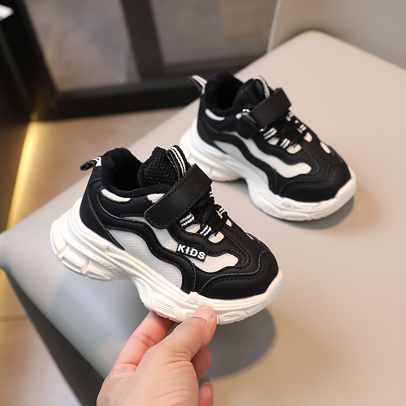 Winter new children's sneaker lightweight boys and girls daddy shoes Children's running shoes warm thin velvet two cotton shoes