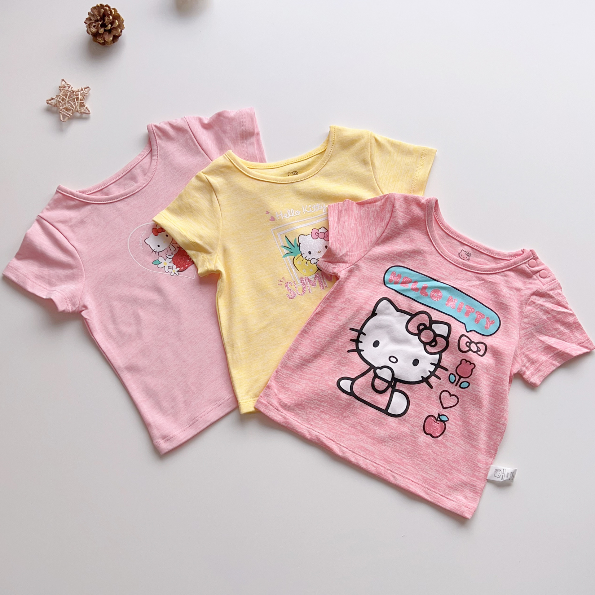 Special offer HELLO KITTY tail goods children's clothing 80-110 girls' summer short-sleeved T-shirt baby children's cartoon top