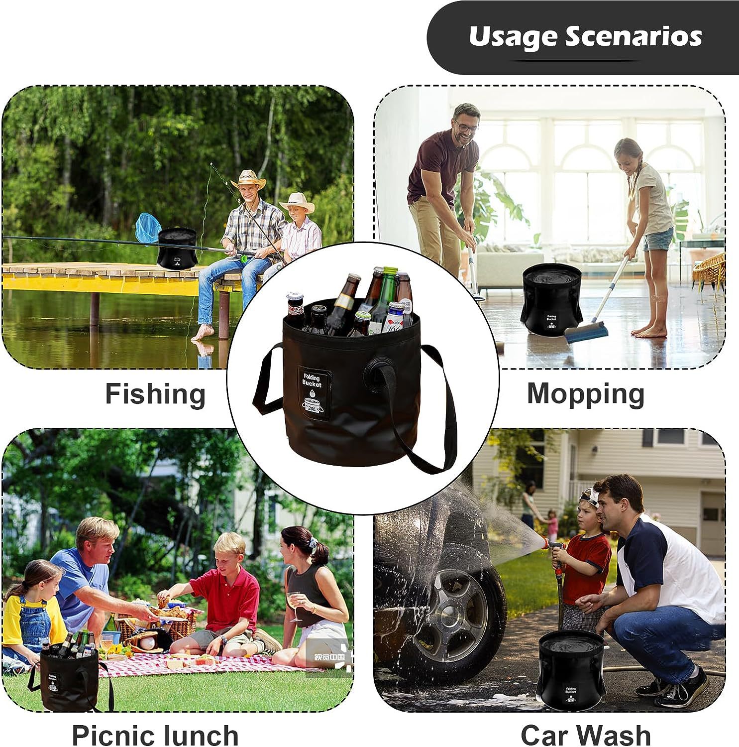New Portable Outdoor Foldable Bucket Travel Water Basin Car Washing Bucket Vegetable Washing Bucket Foot Washing Bucket Foot Washing Bucket Foot Washing Basin