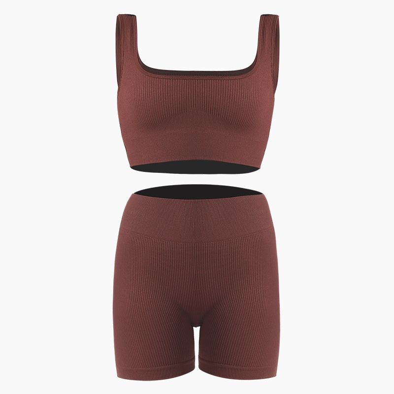 [Zhejin] Cross-border European and American Yoga Clothing suit Fitness Sports Yoga Vest Tight High Waist Yoga Shorts