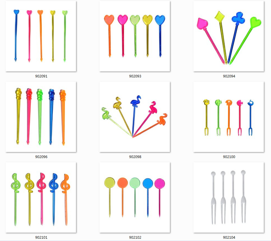 Disposable creative love shape colorful plastic fruit fork platter decorative fruit stick bar KTV supplies