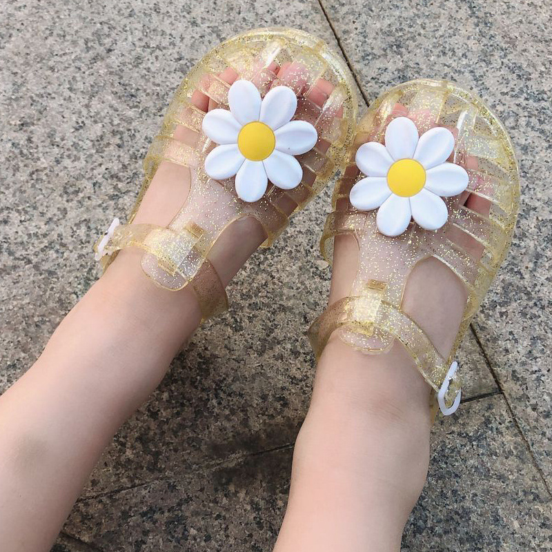 Cross-border exclusive for 2022 new girls daisy flower children's shoes jelly Princess Baotou baby Roman shoes