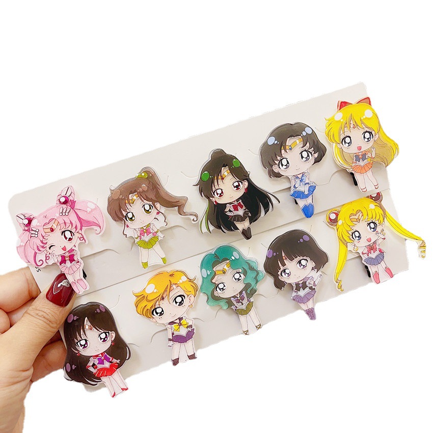 Sailor Moon Cute Hair Accessories Hairpin Headwear Acrylic Side Clip Moon Hare Luna Women's Clothing Accessories
